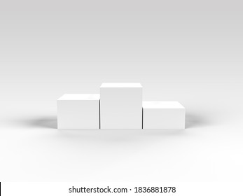 Illustration Of The Podium Of 1st, 2nd And 3rd Place, 3DCG Podium Of White Cube