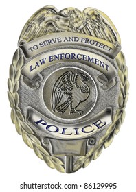 Illustration Of A Policeman Police Officer Law Enforcement Badge Showing An American Eagle