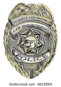 Illustration Of A Policeman Police Officer Law Enforcement Badge Showing An American Eagle With Star