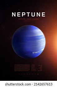 Illustration Poster Planet Neptune 3d Image Stock Illustration ...