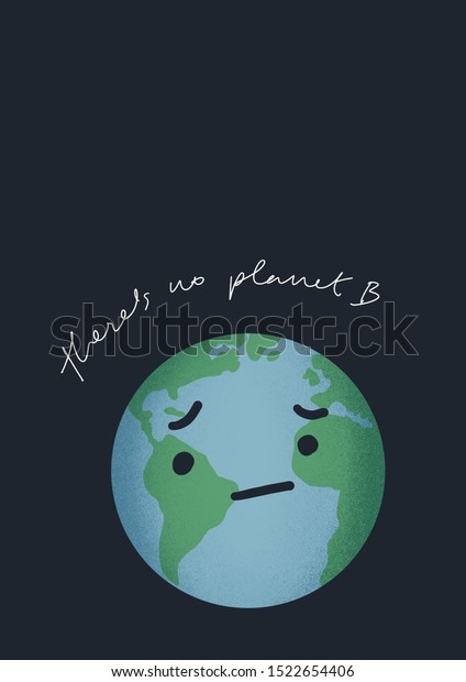 惑星bなし という文を持つ悲しい顔の地球のイラストポスター のイラスト素材 惑星bなし という文を持つ悲しい顔の地球のイラストポスター のイラスト素材