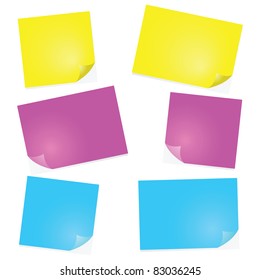 Illustration of post-it notes in different sizes and colors
