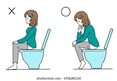 Illustration Of Posture Suitable For Defecation