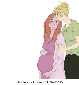 illustration of a pregnant woman with her partner