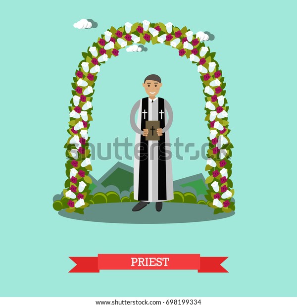 illustration priest standing under wedding 600w 698199334