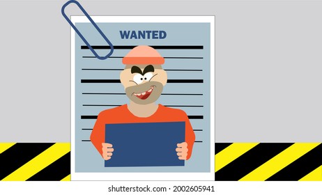 
Illustration Of A Prisoner Taking A Photo With His ID