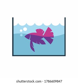 Illustration Of Purple Betta Fish In The Aquarium