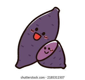 Illustration Of Purple Sweet Potato Character.