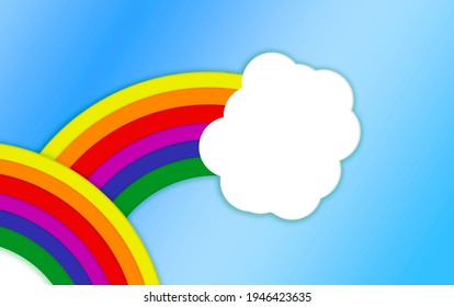 Illustration rainbow   cloud colored banking and blue gradient background