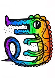 Illustration Of A Rainbow Crocodile. Stylized Crocodile, Rock Art. Book Printing, Badges, Prints On T-shirts.