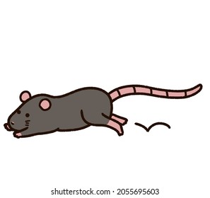 Illustration Of A Rat Character Running And Running Away.