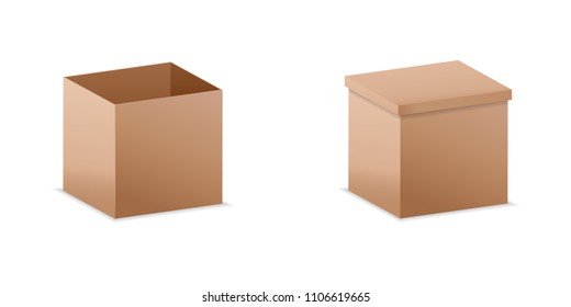 illustration. realistic 3D cardboard box. mockup for design.
