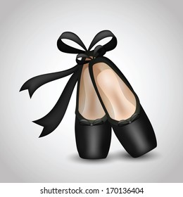 Illustration Of Realistic Black Ballet Pointed Shoes