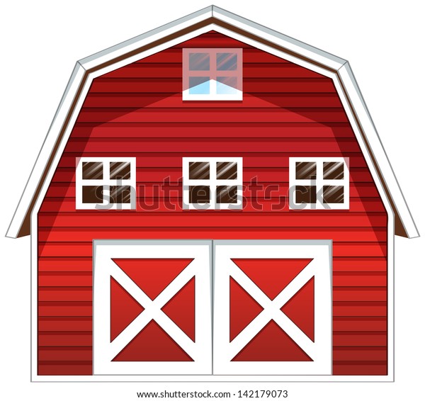 Illustration Red Barn House On White Stock Illustration 142179073