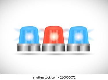 Illustration Of Red And Blue First Responder Lights Isolated On A White Background.