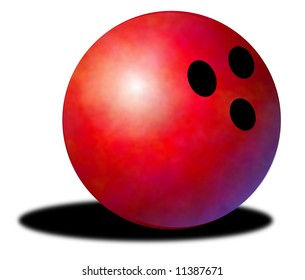 Illustration Of A Red Bowling Ball With Drop Shadow