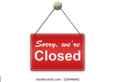 Illustration of a red "Closed" sign isolated on white background