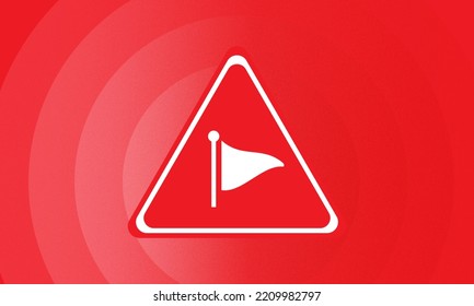 Illustration Of A Red Flag. Red Flag Signal In Triangle. Alert Or Danger. Take Precaution, Risk. Security Alert. Red Code.