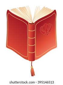 An Illustration Of A Red Prayer Book With Open Pages Golden Trim And Book Mark On A White Background