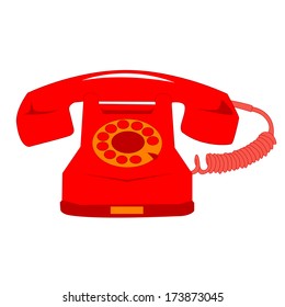 illustration of a red telephone isolated on white