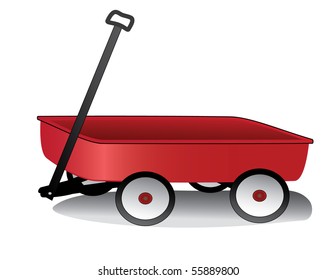 An Illustration Of A Red Toy Wagon