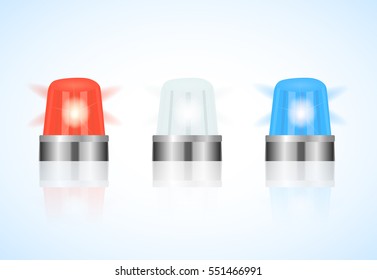 Illustration Of Red,white And Blue First Responder Lights Isolated On A White Background.