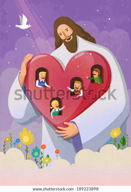 Illustration Religion Jesus Holding Children Stock Illustration ...