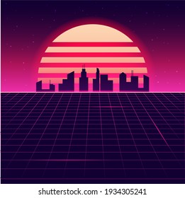 Futuristic Background 80s New Retro Wave Stock Vector (Royalty Free ...