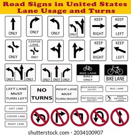 illustration of road sings in unites states, important road signs in America, traffic signs of united states of America, white and black color