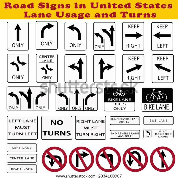 illustration of road sings in unites states,
important road signs in America, traffic signs of united states of
America, white and black
color