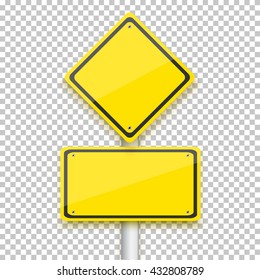 Illustration Vector Road Yellow Sign Realistic Stock Vector (Royalty ...