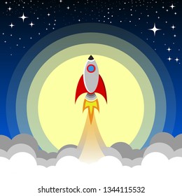 Space Rocket Launch Vector Illustration Starting Stock Vector (Royalty ...