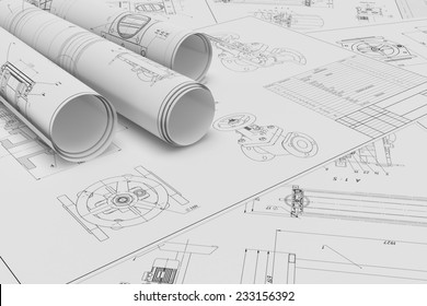 Illustration Of Roll And Flat Technical Drawing