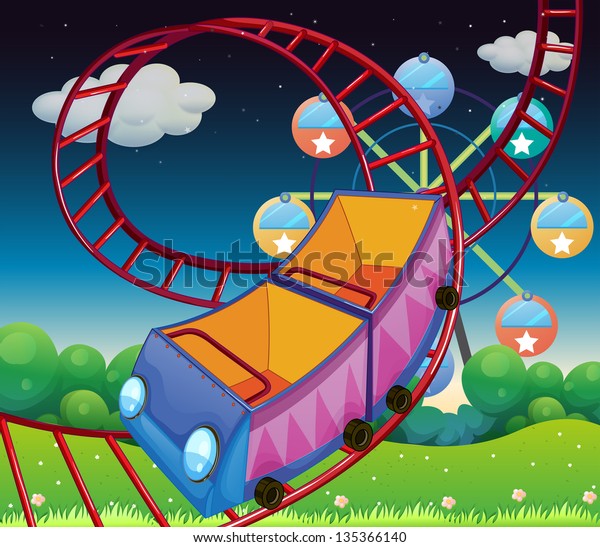 Illustration of\
a roller coaster ride at the\
carnival