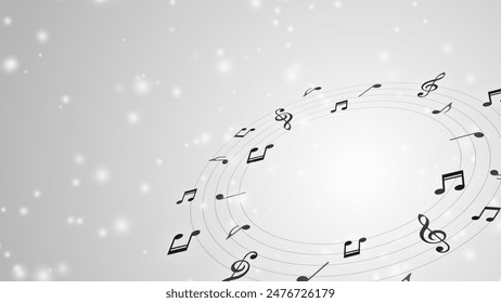 Illustration of rotating musical notes (notes are black) and light - Powered by Shutterstock