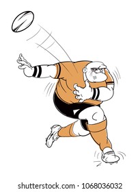 Illustration Of A Rugby Player Losing Grip Of The Ball As He Is Running