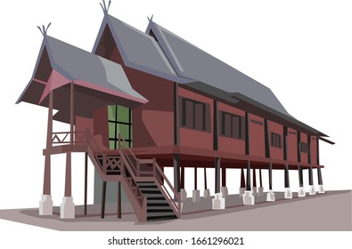 Illustration Rumah Betang Province Kalimantan Tengah Stock Illustration 1661296021