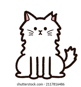 Illustration of "Sakura cat". "Sakura cat" is a Japanese stray cat that has undergone contraceptive surgery with the tips of its ears cut. It has long hair and a white coat color.