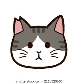 Illustration of "Sakura cat" with the tip of the ear cut. "Sakura cat" is a stray cat that has undergone contraceptive surgery in Japan. The coat color is brown and white.
