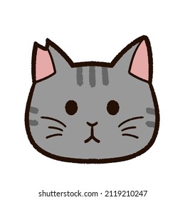 Illustration of "Sakura cat" with the tip of the ear cut. "Sakura cat" is a stray cat that has undergone contraceptive surgery in Japan. The coat color is gray.