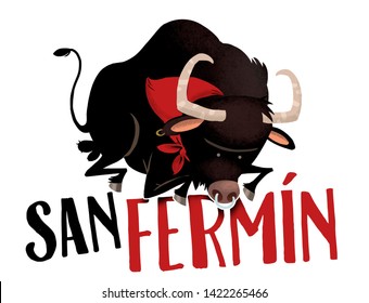 Illustration San Fermin Bull Animal