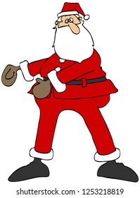 Illustration Of Santa Claus Doing The Floss Dance With Arms To The Front.