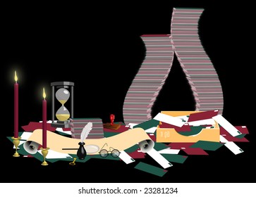 Illustration Of Santas Mailroom On Black