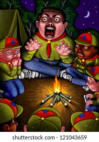 illustration of Scary Campfire Story