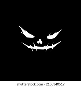 Illustration Of A Scary Face With A Smiling Mouth And A Black Background. Can Be Used As A Logo, Icon, Brand, Mascot, Wallpaper, Background, And Photo Profile