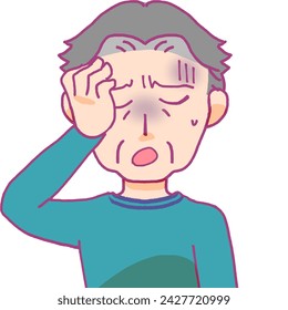 Illustration of a senior man holding his head - Powered by Shutterstock