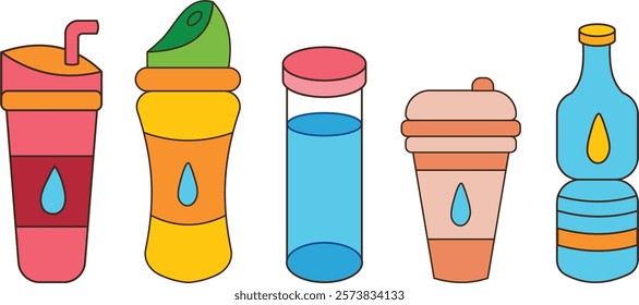 Illustration Set Drink Water