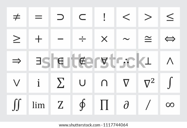Illustration of a set of\
mathematical\
symbols