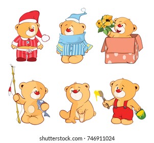 Illustration Set Stuffed Bears Cartoon Character Stock Illustration ...