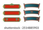 Illustration set of various horizontal scroll chinese traditional banner title frame isolated on white background. Collection of chinese retro streamer. Chinese new year banner elements design